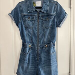 Denim Short Sleeve Romper